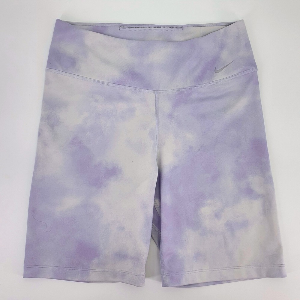 Nike Icon Clash Womens Biker DRI-Fit Tie-Dye Lavender Running Shorts Sz M Gym